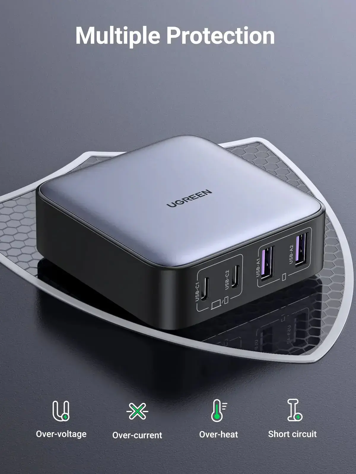 Сетевое зарядное устройство UGREEN CD327 Nexode 65W USB-C GaN Table Charger (90747)