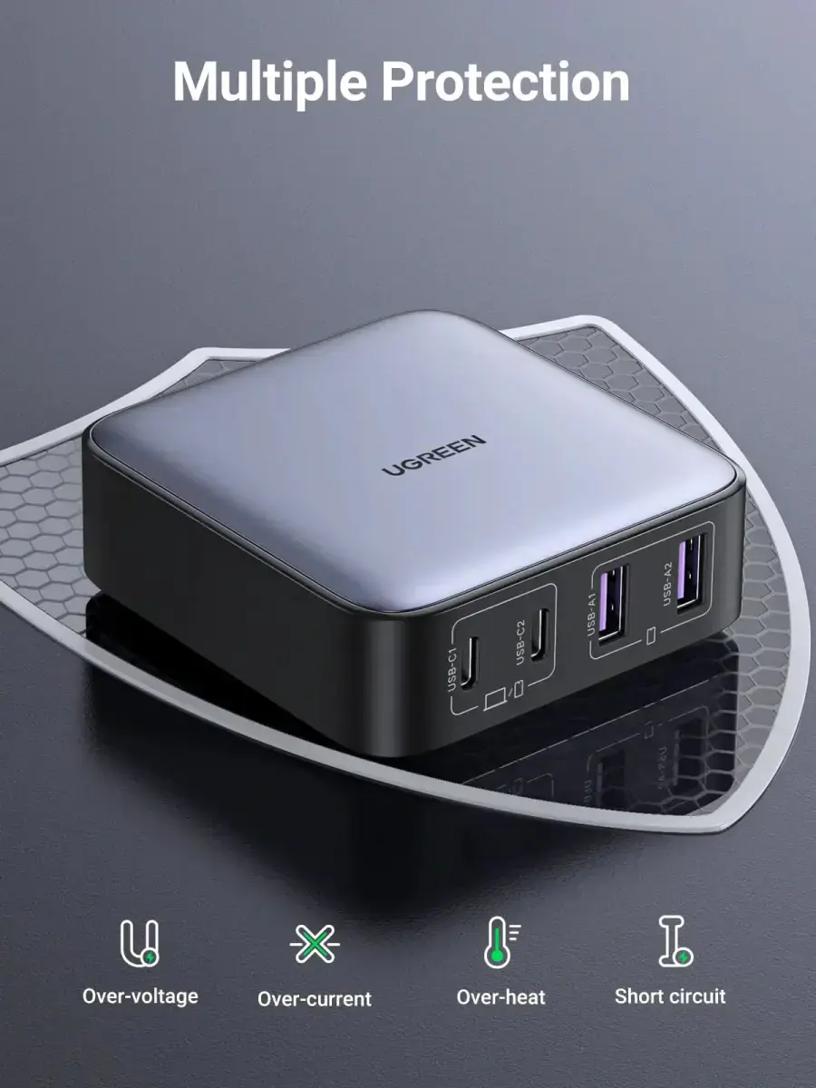 Мережевий зарядний пристрій UGREEN CD327 Nexode 65W USB-C GaN Table Charger (90747)