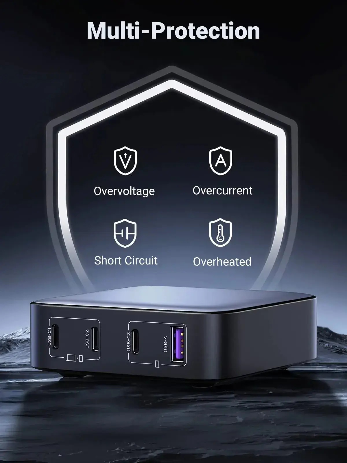 Сетевое зарядное устройство UGREEN CD328 Nexode USB-C Charger 100W GaN Desktop Charger 4 Ports Laptop Adapter (90928)