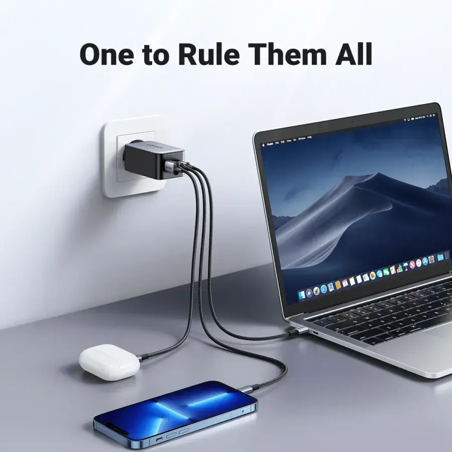 Мережевий зарядний пристрій UGREEN Nexode 65W USB-C GaN Charger-3 Ports Wall Charger (10335)