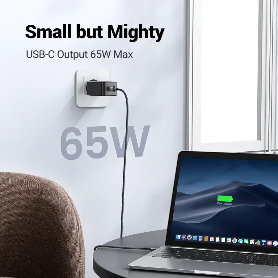 Мережевий зарядний пристрій UGREEN Nexode 65W USB-C GaN Charger-3 Ports Wall Charger (10335)