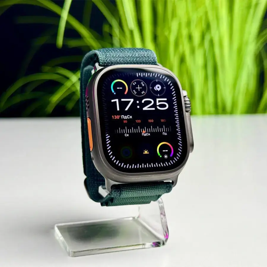 OPEN BOX Apple Watch Ultra 2 2024 GPS + Cellular 49mm Black Titanium Case with Dark Green Alpine Loop - Medium (MX4R3) - Состояние: хороший| Аккумулятор: 100% | Комплектация: полный | Гарантия: 3 мес.