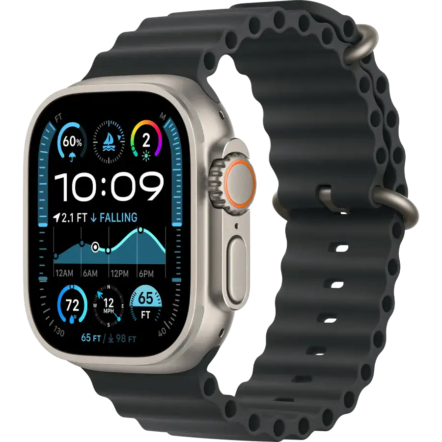 Подовжувач ремінця Apple 49mm Black Ocean Band Extension - Natural Titanium Finish (MXTM3)