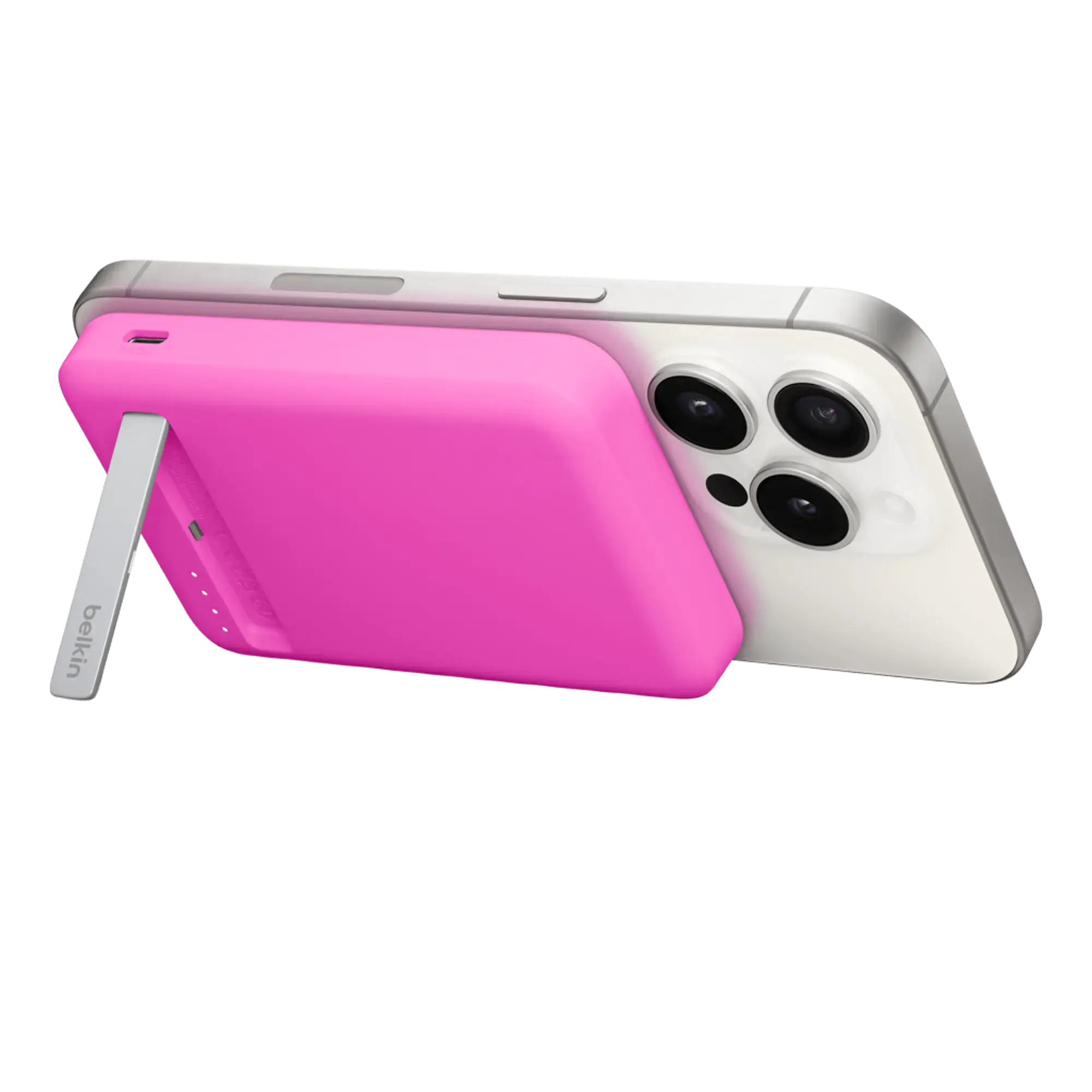 Портативний зарядний пристрій [Power Bank] з MagSafe та підставкою Belkin BoostCharge Pro Magnetic Charging Power Bank MagSafe 5K Qi2 15W - Pink (BPD006jqPK-APL, HRX52)