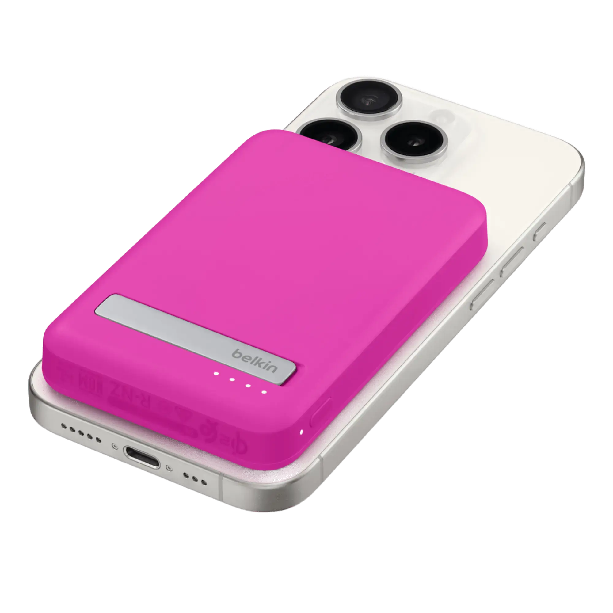 Портативний зарядний пристрій [Power Bank] з MagSafe та підставкою Belkin BoostCharge Pro Magnetic Charging Power Bank MagSafe 5K Qi2 15W - Pink (BPD006jqPK-APL, HRX52)