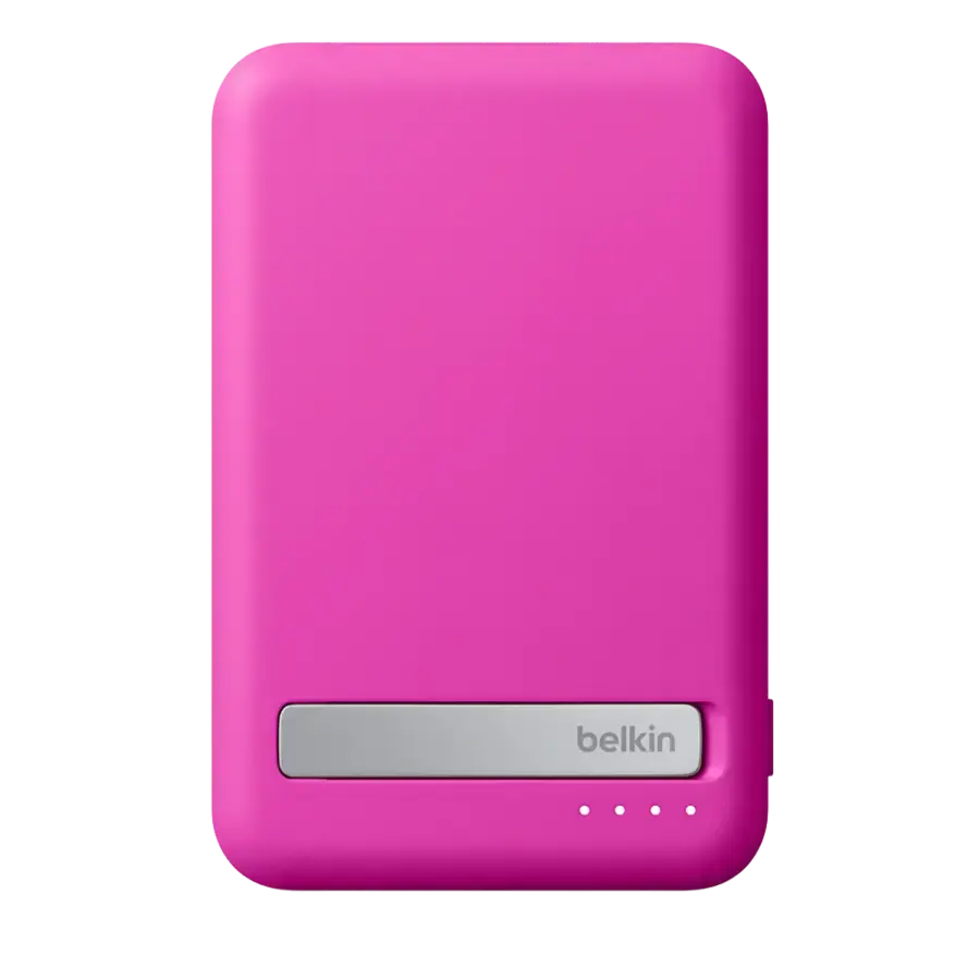 Портативний зарядний пристрій [Power Bank] з MagSafe та підставкою Belkin BoostCharge Pro Magnetic Charging Power Bank MagSafe 5K Qi2 15W - Pink (BPD006jqPK-APL, HRX52)