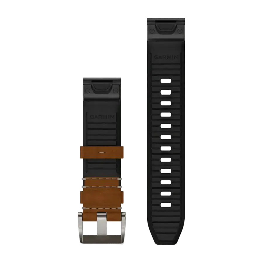 Ремешок Garmin QuickFit 22 Leather/FKM Hybrid Strap - Brown/Black (010-13225-08)
