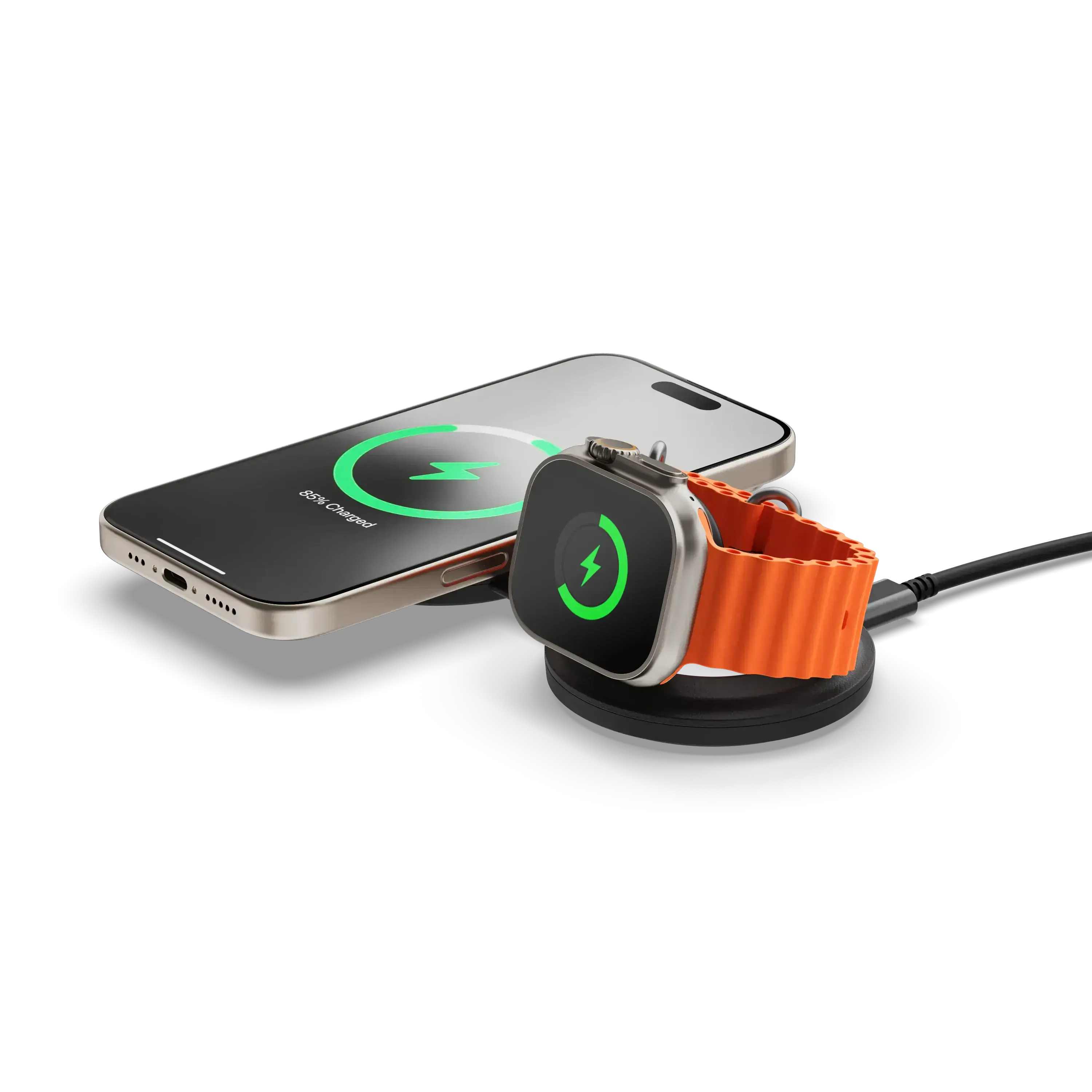 Складаний бездротовий зарядний пристрій Satechi OntheGo 2-in-1 Qi2 Charger - Black (ST-QTG21K)