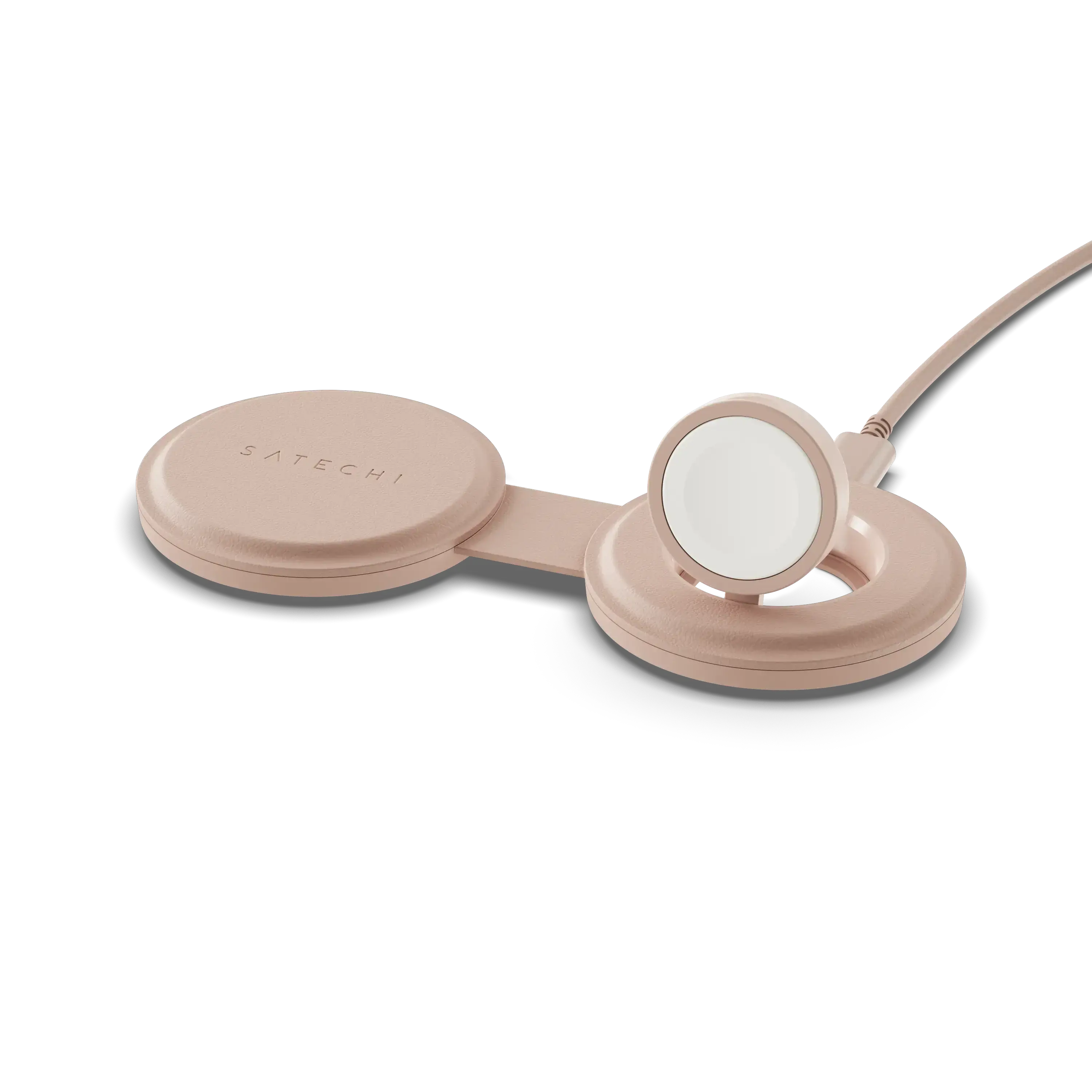 Складаний бездротовий зарядний пристрій Satechi OntheGo 2-in-1 Qi2 Charger - Desert Rose (ST-QTG21R)