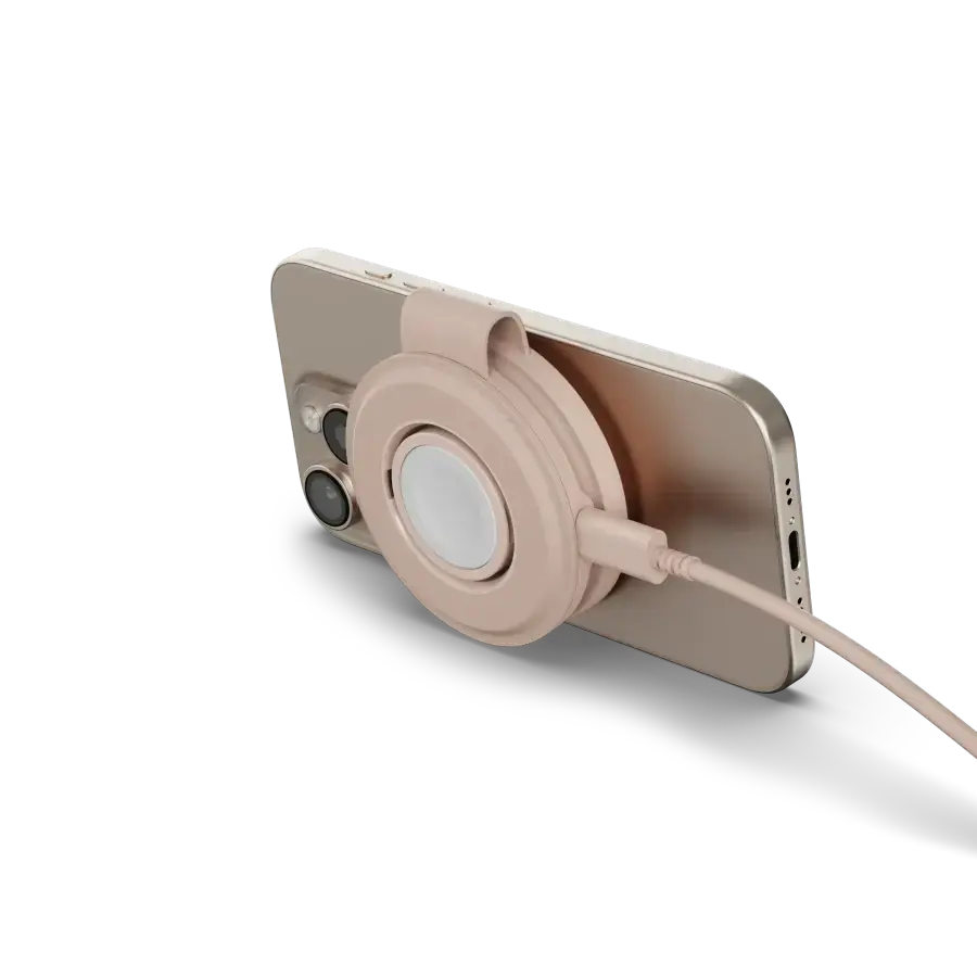 Складаний бездротовий зарядний пристрій Satechi OntheGo 2-in-1 Qi2 Charger - Desert Rose (ST-QTG21R)