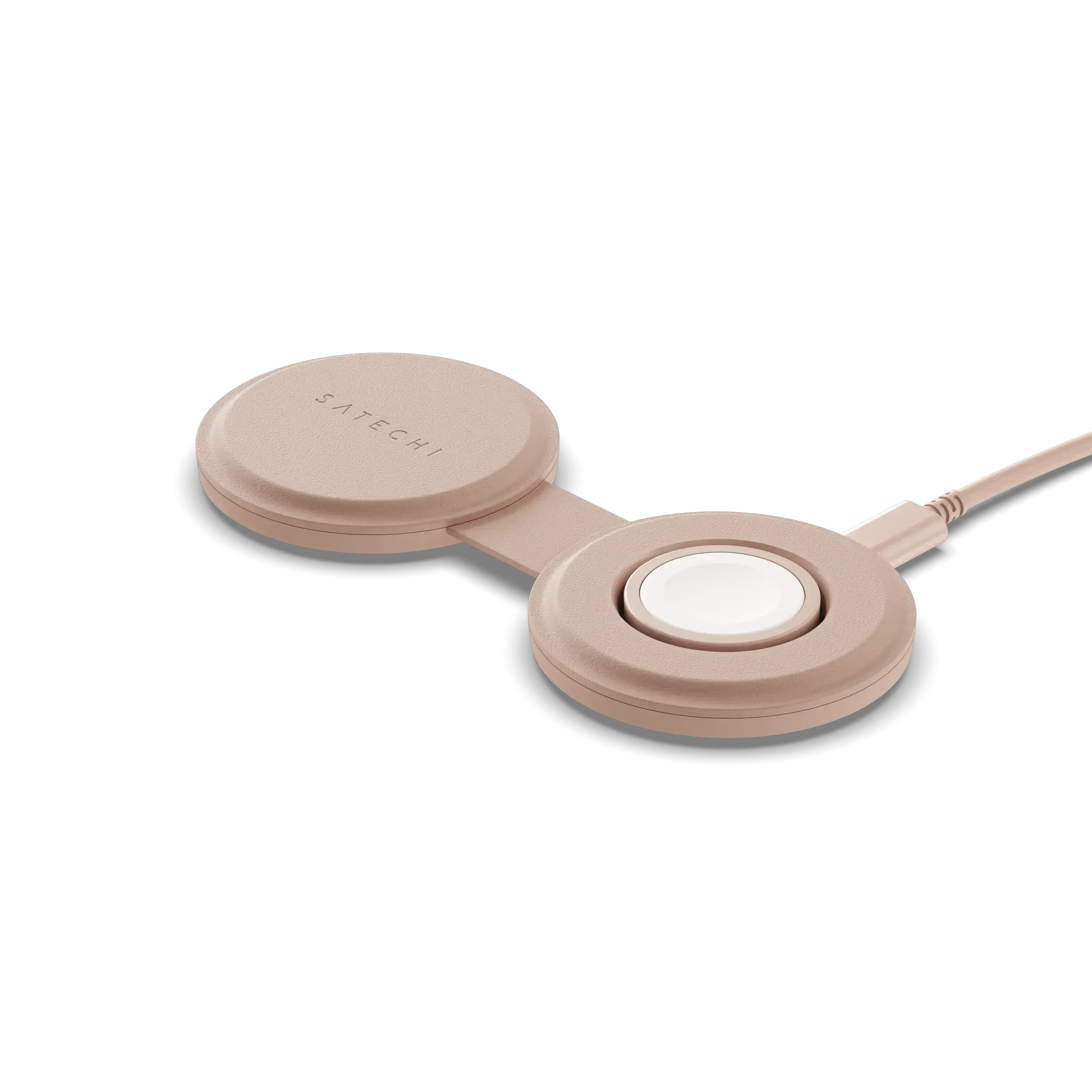 Складаний бездротовий зарядний пристрій Satechi OntheGo 2-in-1 Qi2 Charger - Desert Rose (ST-QTG21R)
