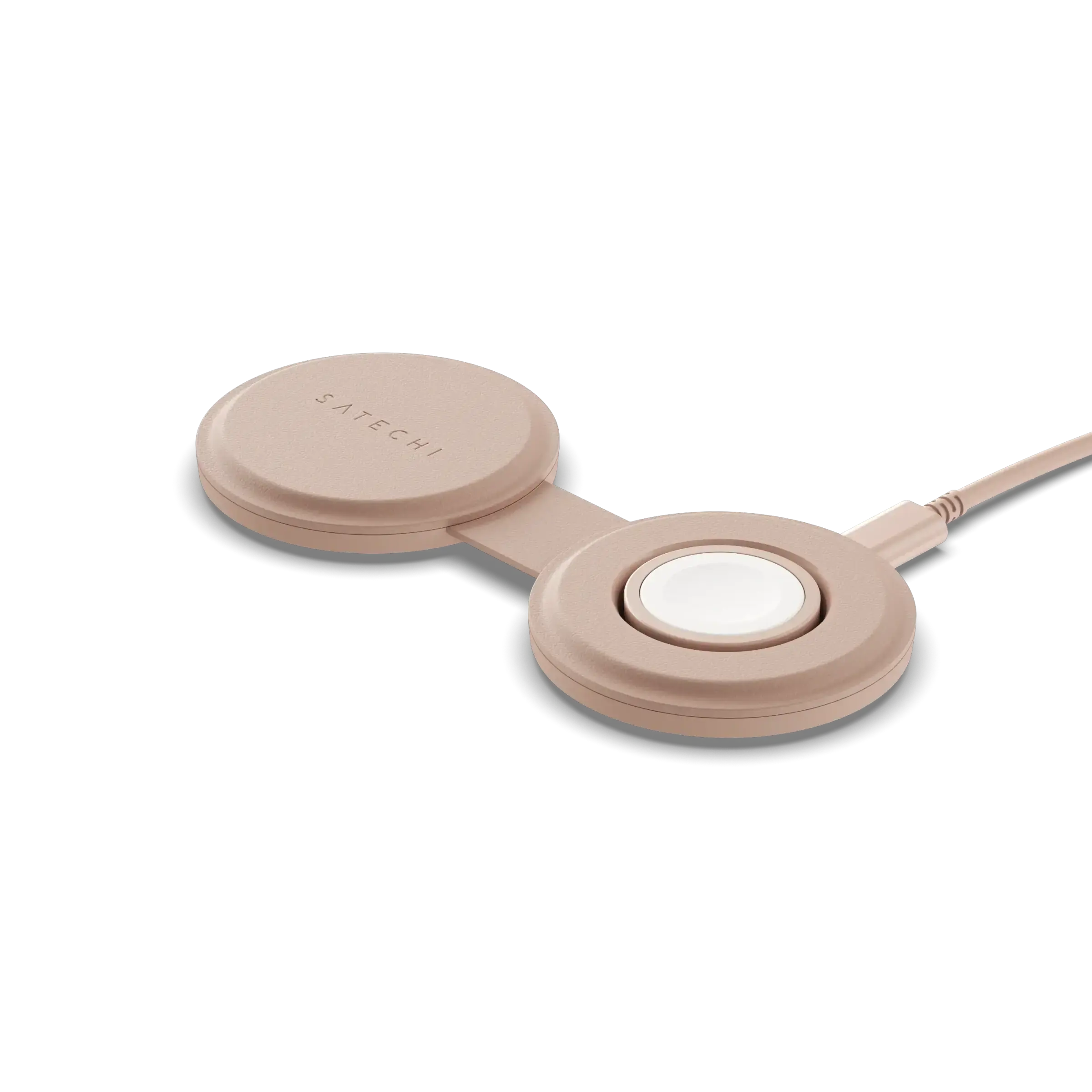 Складаний бездротовий зарядний пристрій Satechi OntheGo 2-in-1 Qi2 Charger - Desert Rose (ST-QTG21R)
