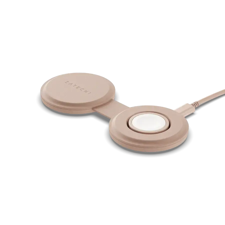 Складаний бездротовий зарядний пристрій Satechi OntheGo 2-in-1 Qi2 Charger - Desert Rose (ST-QTG21R)