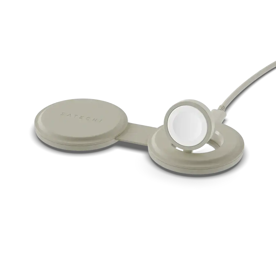 Складаний бездротовий зарядний пристрій Satechi OntheGo 2-in-1 Qi2 Charger - Sand (ST-QTG21W)