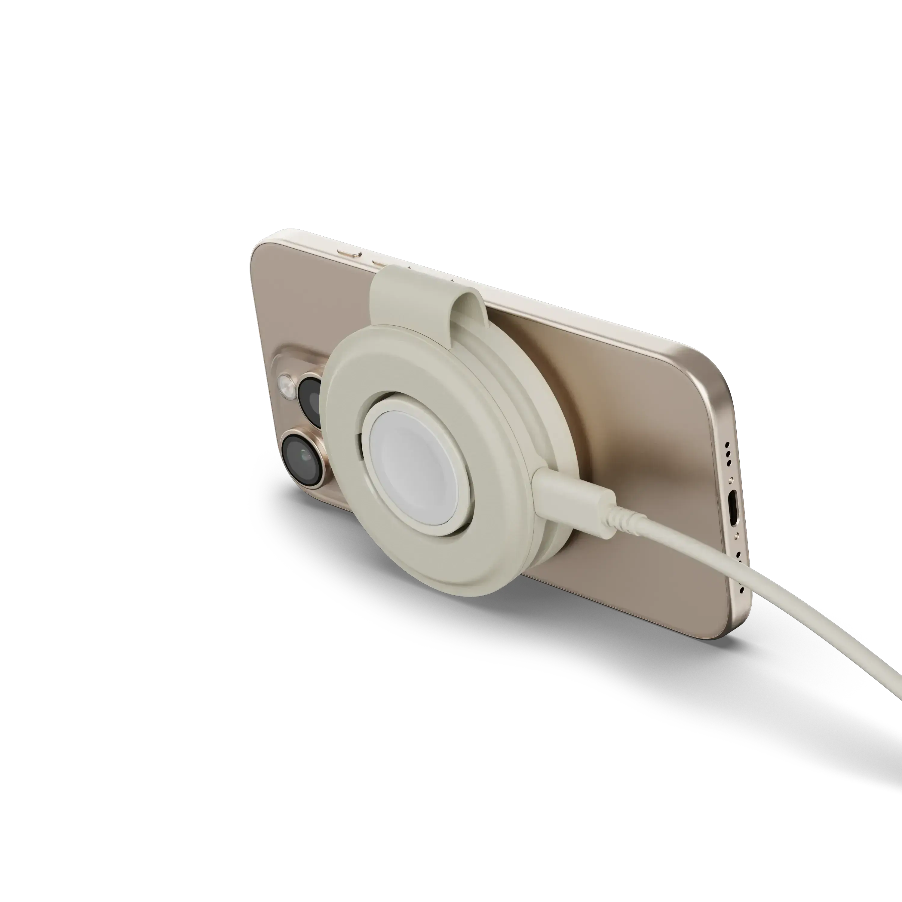 Складное беспроводное зарядное устройство Satechi OntheGo 2-in-1 Qi2 Charger - Sand (ST-QTG21W)
