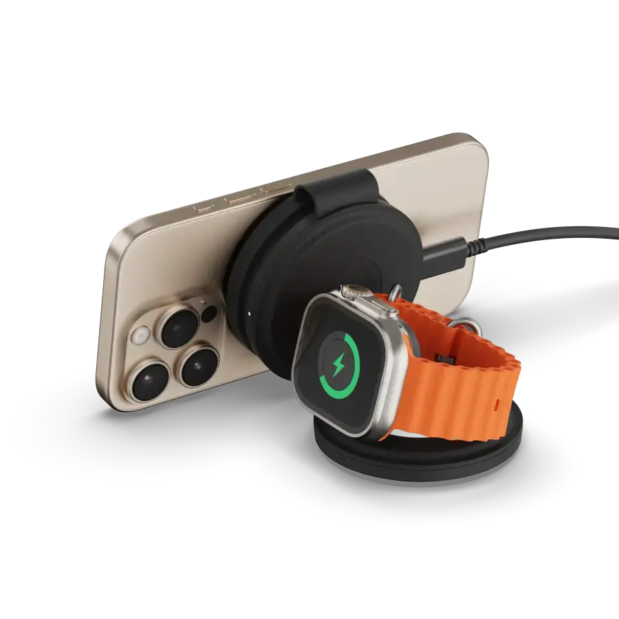 Складаний бездротовий зарядний пристрій Satechi OntheGo 3-in-1 Qi2 Charger - Black (ST-QTG31K)