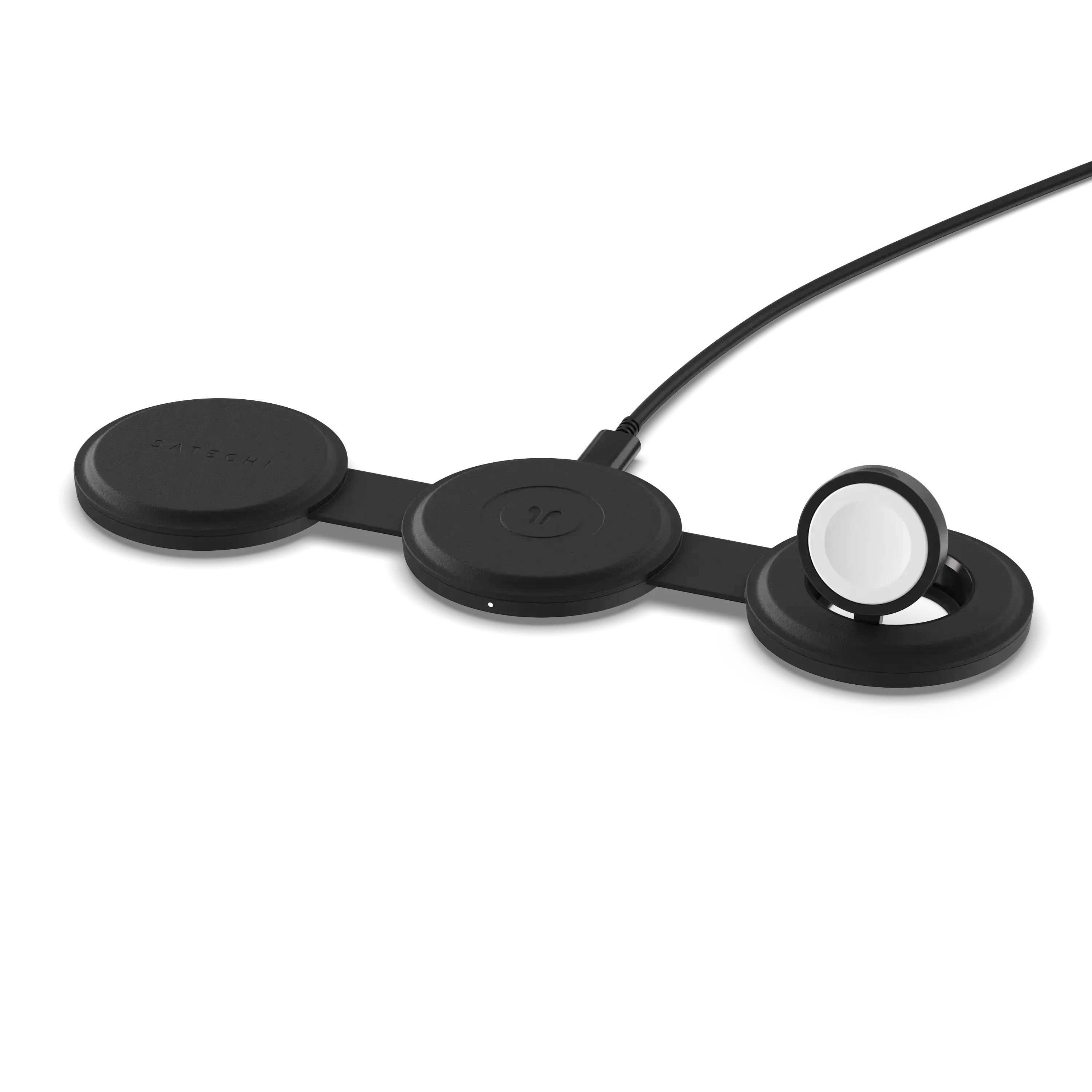 Складаний бездротовий зарядний пристрій Satechi OntheGo 3-in-1 Qi2 Charger - Black (ST-QTG31K)