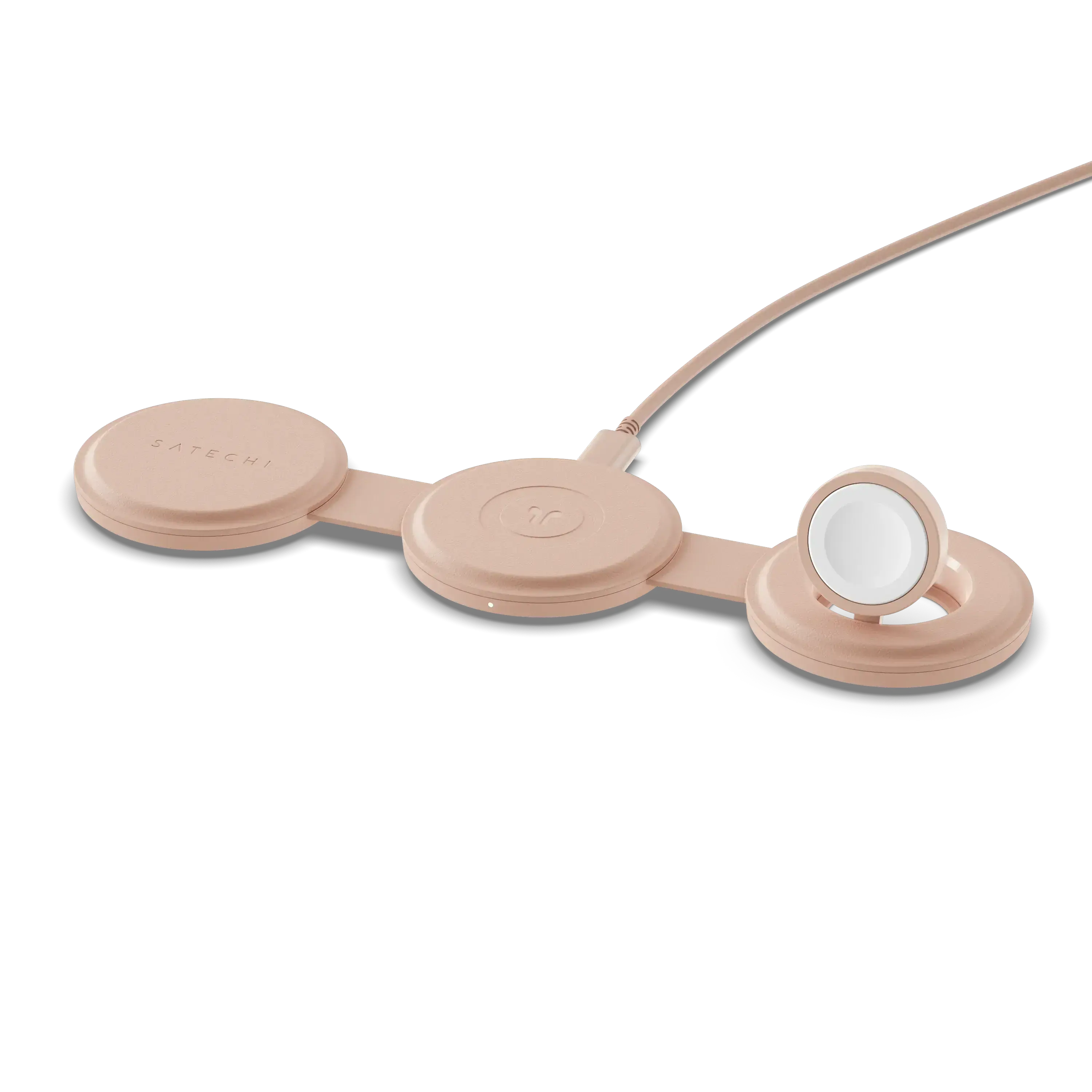 Складное беспроводное зарядное устройство для Satechi OntheGo 3-in-1 Qi2 Charger - Desert Rose (ST-QTG31R)