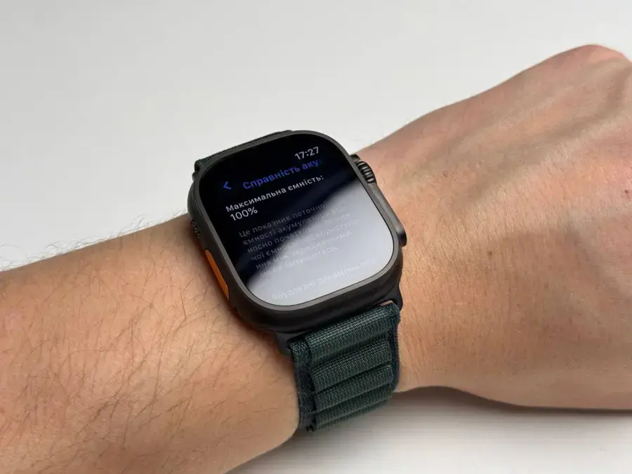 ВИТРИННЫЕ Apple Watch Ultra 2 2024 GPS + Cellular 49mm Black Titanium Case with Dark Green Alpine Loop - Medium (MX4R3) - Состояние: хороший | Аккумулятор: 100% | Комплектация: полный | Гарантия: 3 мес.