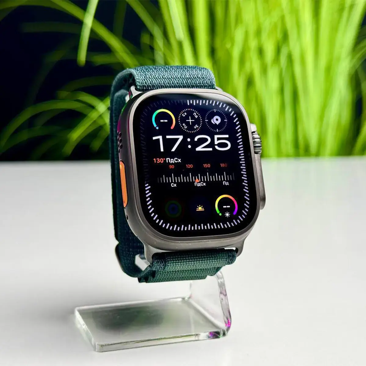 ВІТРИННІ Apple Watch Ultra 2 2024 GPS + Cellular 49mm Black Titanium Case with Dark Green Alpine Loop - Medium (MX4R3) - Стан: гарний | Акумулятор: 100% | Комплектація: повний | Гарантія: 3 міс.