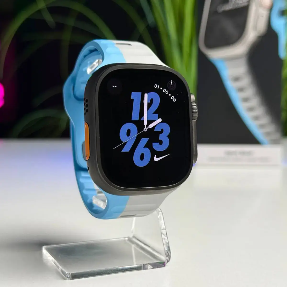 ВІТРИННІ Apple Watch Ultra 2 2024 GPS + Cellular 49mm Black Titanium Case with Sport Band - Lunar Gray/Electric Blue (MX4P3) - Стан: ідеальний | Акумулятор: 100% | Комплектація: повний | Гарантія: 3 міс.