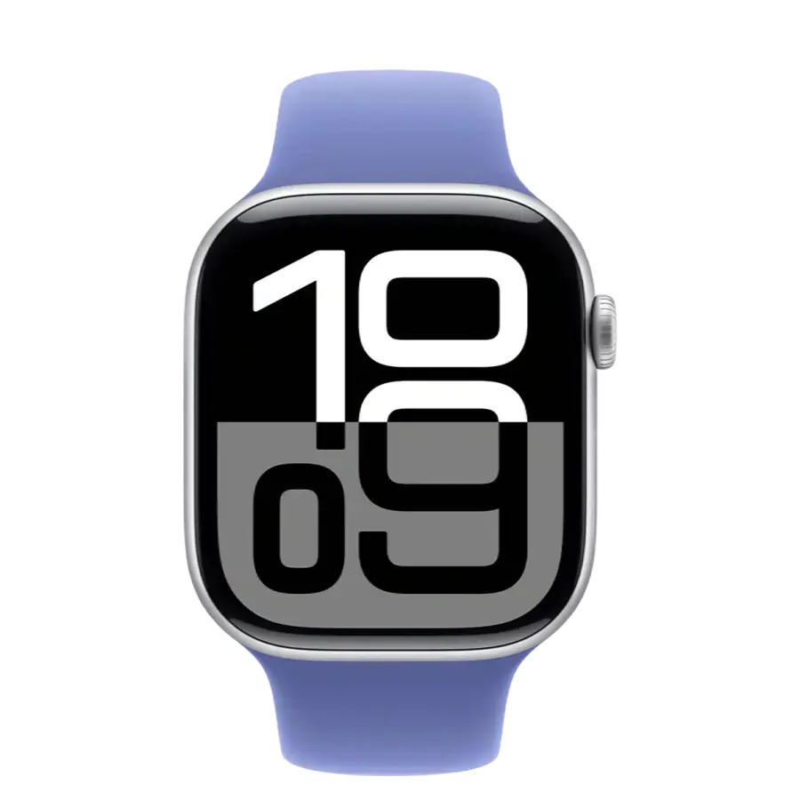 Apple Watch Series 10 GPS 46mm Silver Aluminum Case with Periwinkle Sport Band - M/L (MWX03+MDT84)