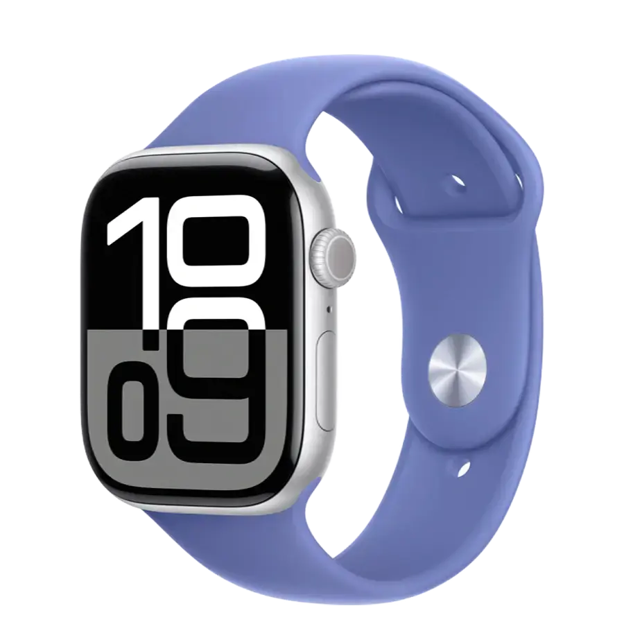 Apple Watch Series 10 GPS 46mm Silver Aluminum Case with Periwinkle Sport Band - M/L (MWX03+MDT84)