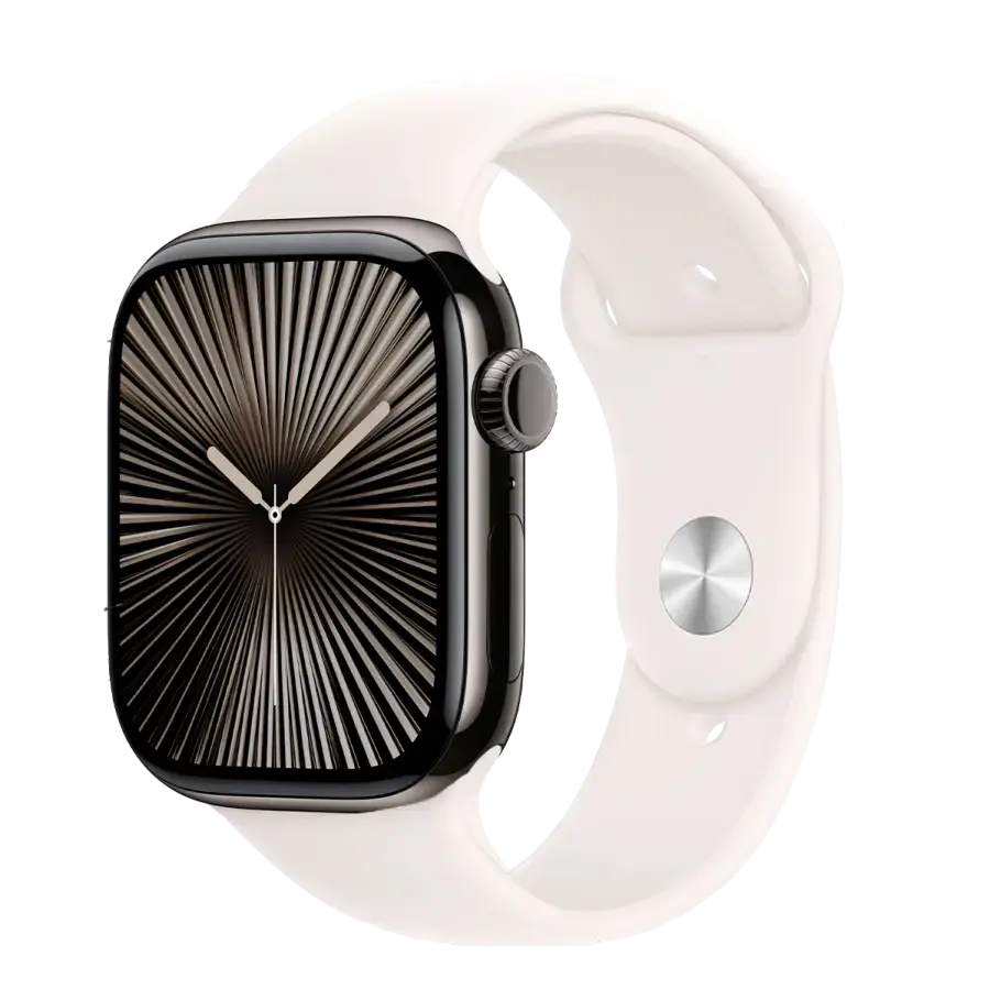 Apple Watch Series 10 GPS + Cellular 42mm Slate Titanium Case with Light Blush Sport Band - M/L (MX0M3+MXLP3)