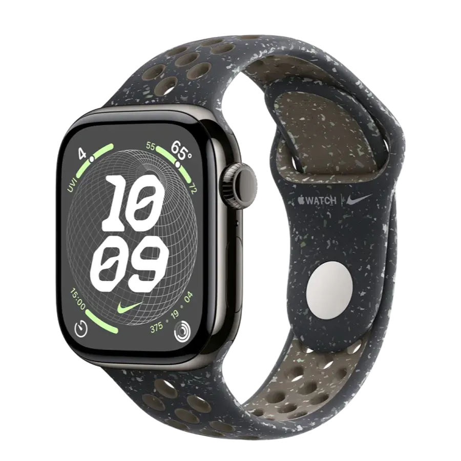 Apple Watch Series 10 GPS + Cellular 42mm Slate Titanium Case with Midnight Sky Nike Sport Band - S/M (MX0M3+MYJP3)