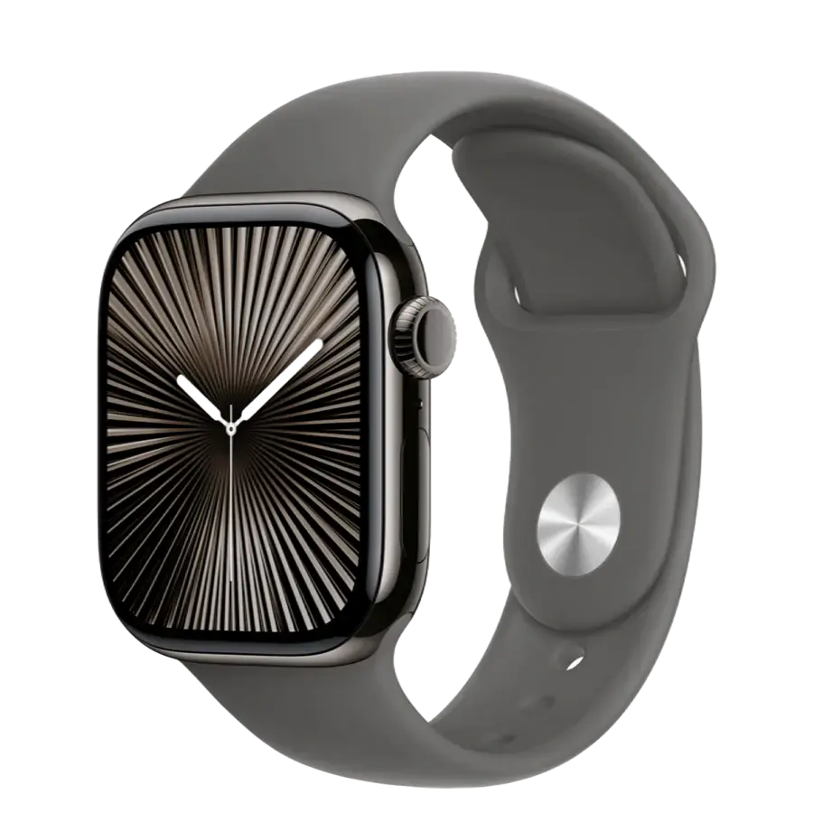 Apple Watch Series 10 GPS + Cellular 42mm Slate Titanium Case with Stone Gray Sport Band - M/L (MX0M3+MXLH3)