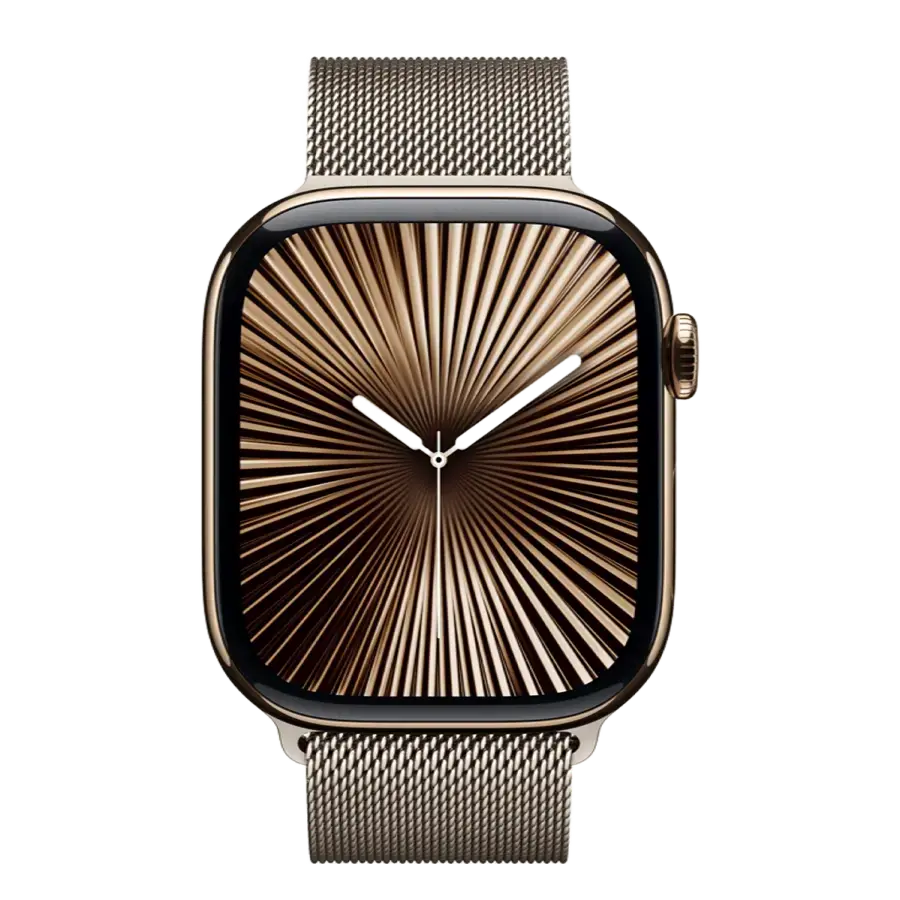 Apple Watch Series 10 GPS + Cellular 46mm Gold Titanium Case with Natural Milanese Loop - M/L (MX183+MXMQ3)