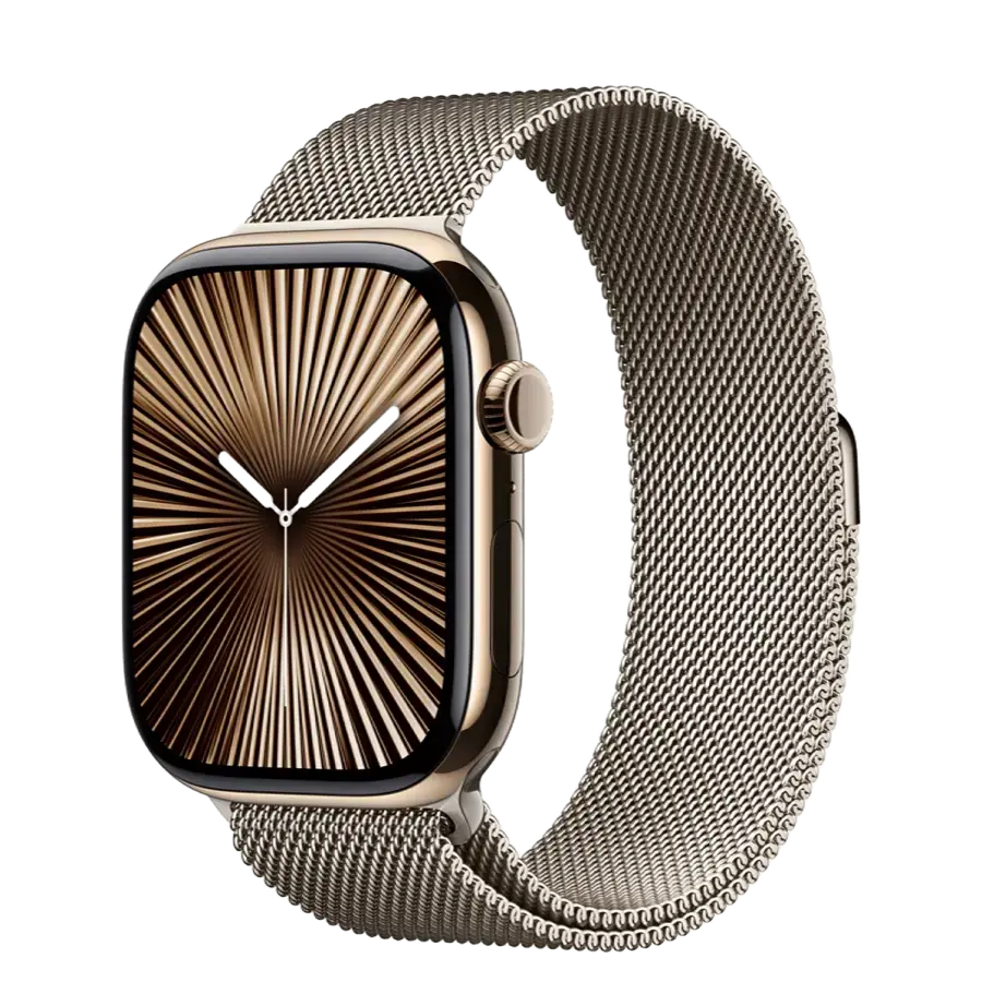 Apple Watch Series 10 GPS + Cellular 46mm Gold Titanium Case with Natural Milanese Loop - M/L (MX183+MXMQ3)
