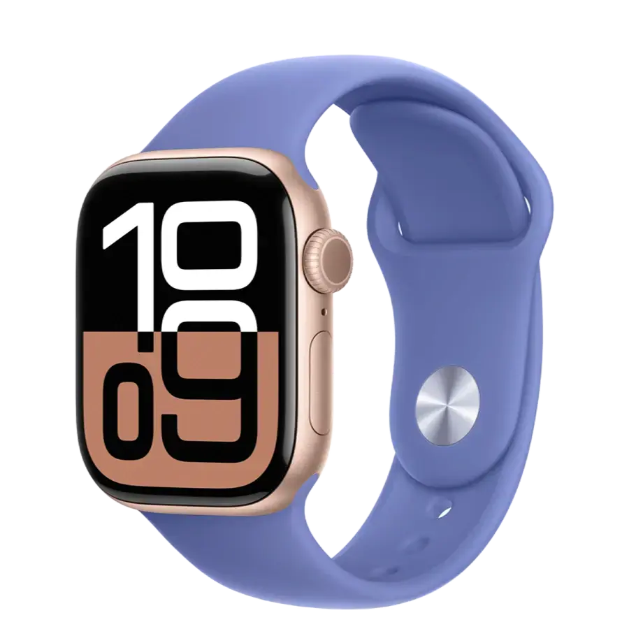 Apple Watch Series 10 GPS 42mm Rose Gold Aluminum Case with Periwinkle Sport Band - S/M (MWWY3+MDT14)