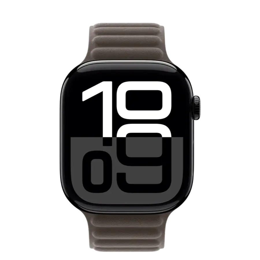 Apple Watch Series 10 GPS 46mm Jet Black Aluminum Case with Dark Taupe Magnetic Link - M/L (MWX13+MXWX3)