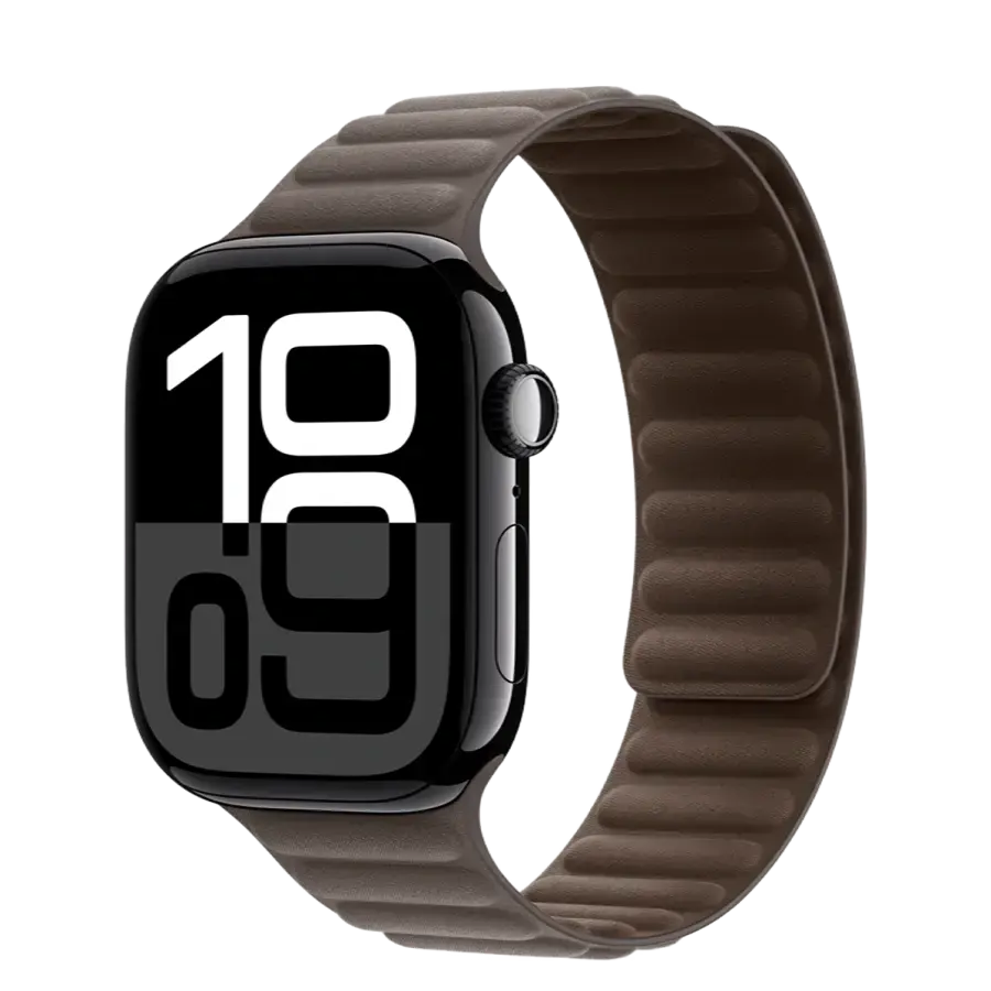 Apple Watch Series 10 GPS 46mm Jet Black Aluminum Case with Dark Taupe Magnetic Link - M/L (MWX13+MXWX3)