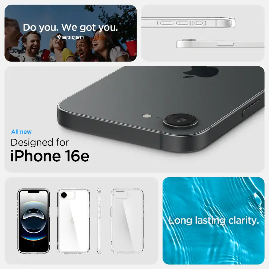 Чохол Spigen Ultra Hybrid для iPhone 16e - Crystal Clear (ACS09160)