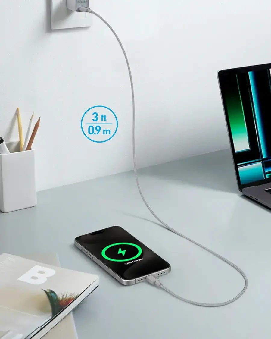 NO BOX Кабель Anker 310 PowerLine USB-A to Type-C Charger Cable [1-Pack - 0,9м] - Grey (B81G5041)