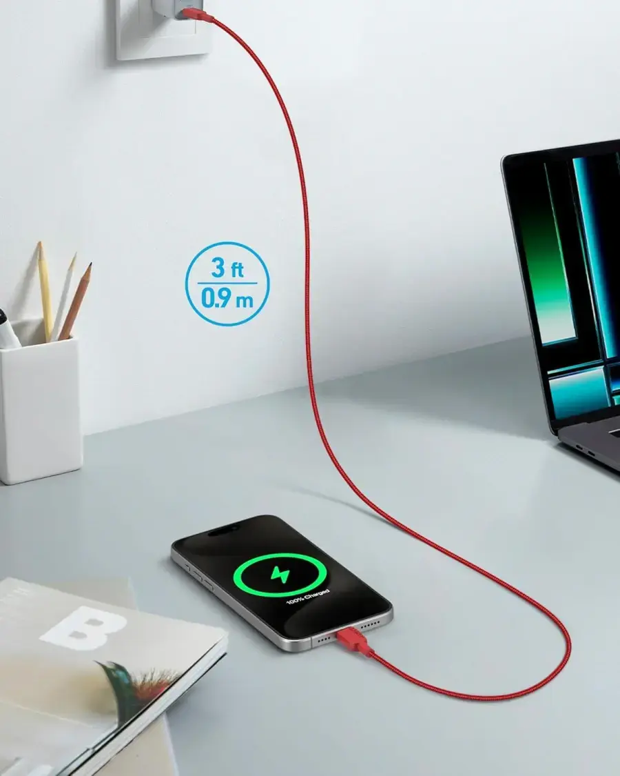 Кабель Anker 310 PowerLine USB-A to Type-C Charger Cable [2-Pack - 0,9м] - Red (B81G5091)