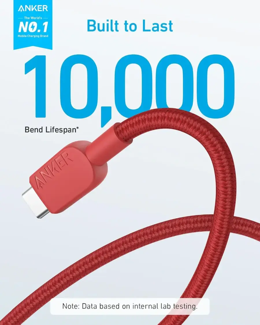 Кабель Anker 310 PowerLine USB-A to Type-C Charger Cable [2-Pack - 0,9м] - Red (B81G5091)