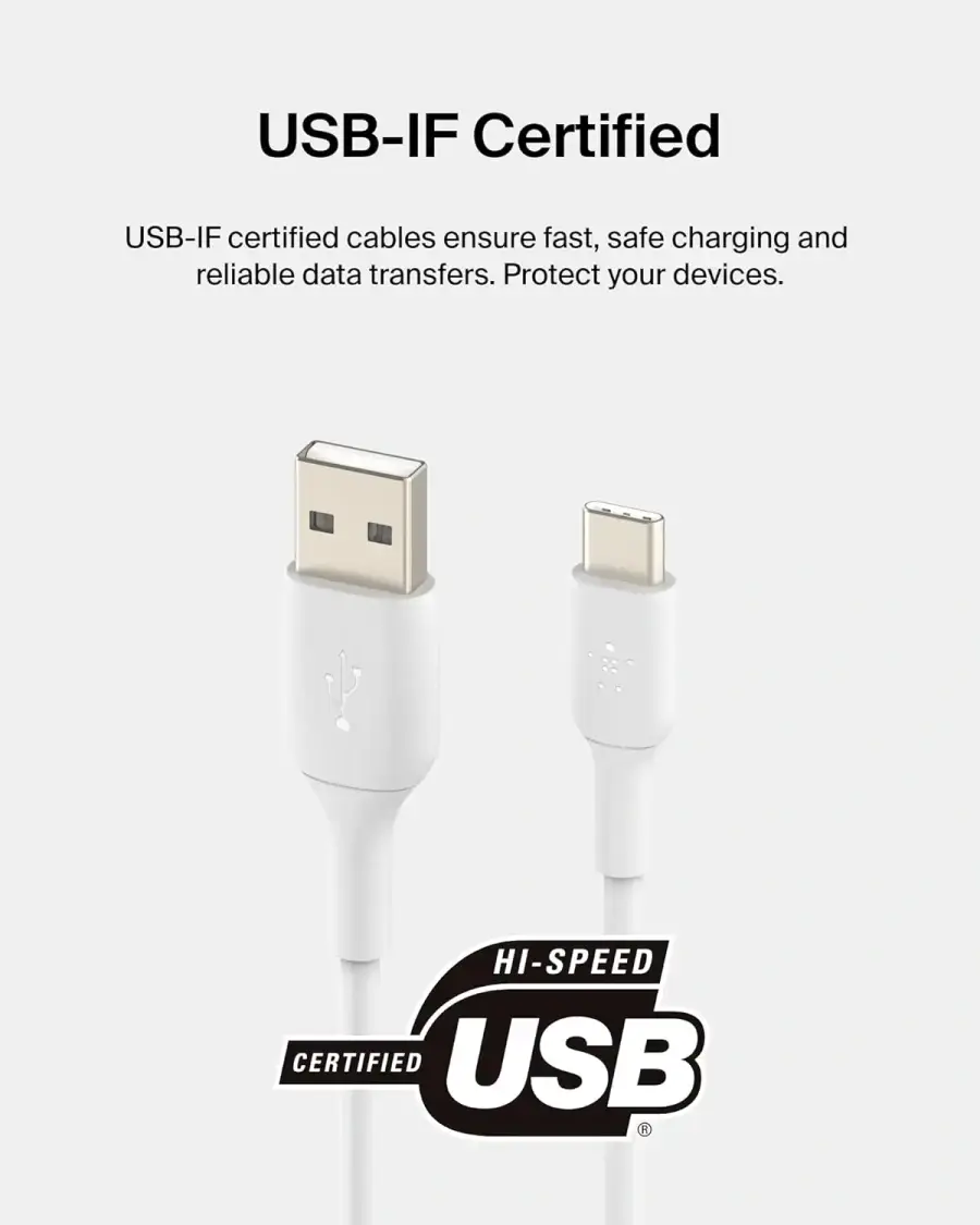 Кабель Belkin BoostCharge USB-C to USB-A Cable [2-Pack - 1м] - White (CAB001bt1MWH2PK)