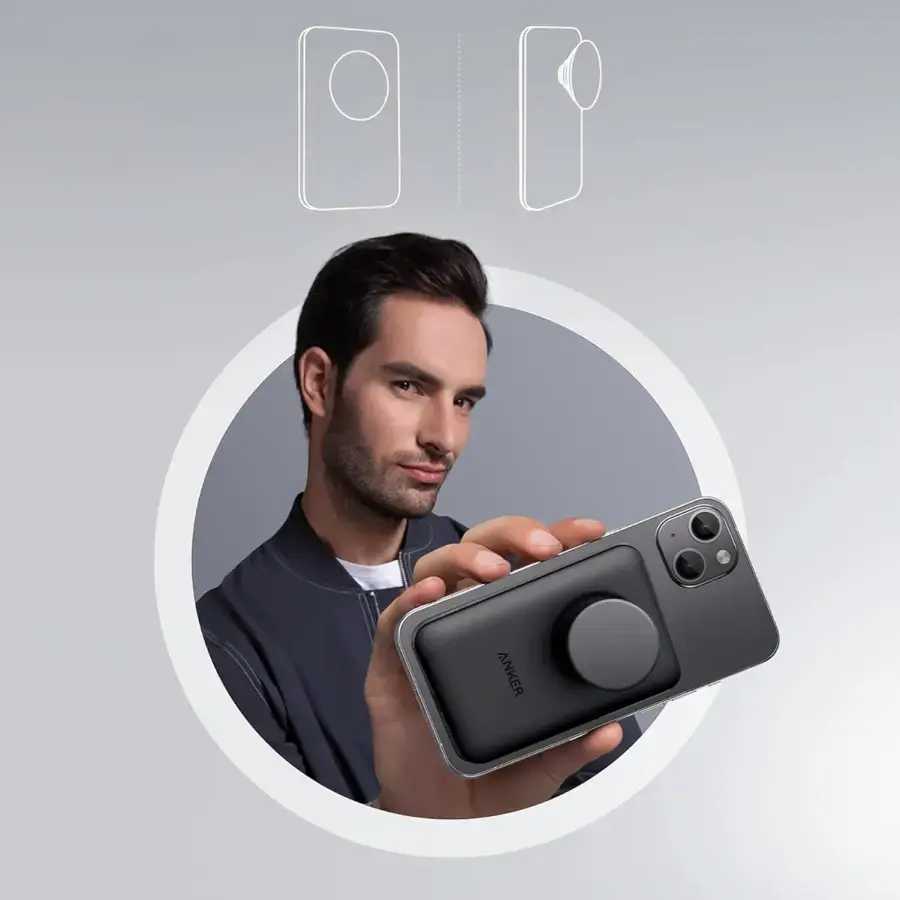 Магнітний павербанк Anker 622 Magnetic Battery 5000mAh [MagGo with PopSockets Grip] - Black (A1612011)