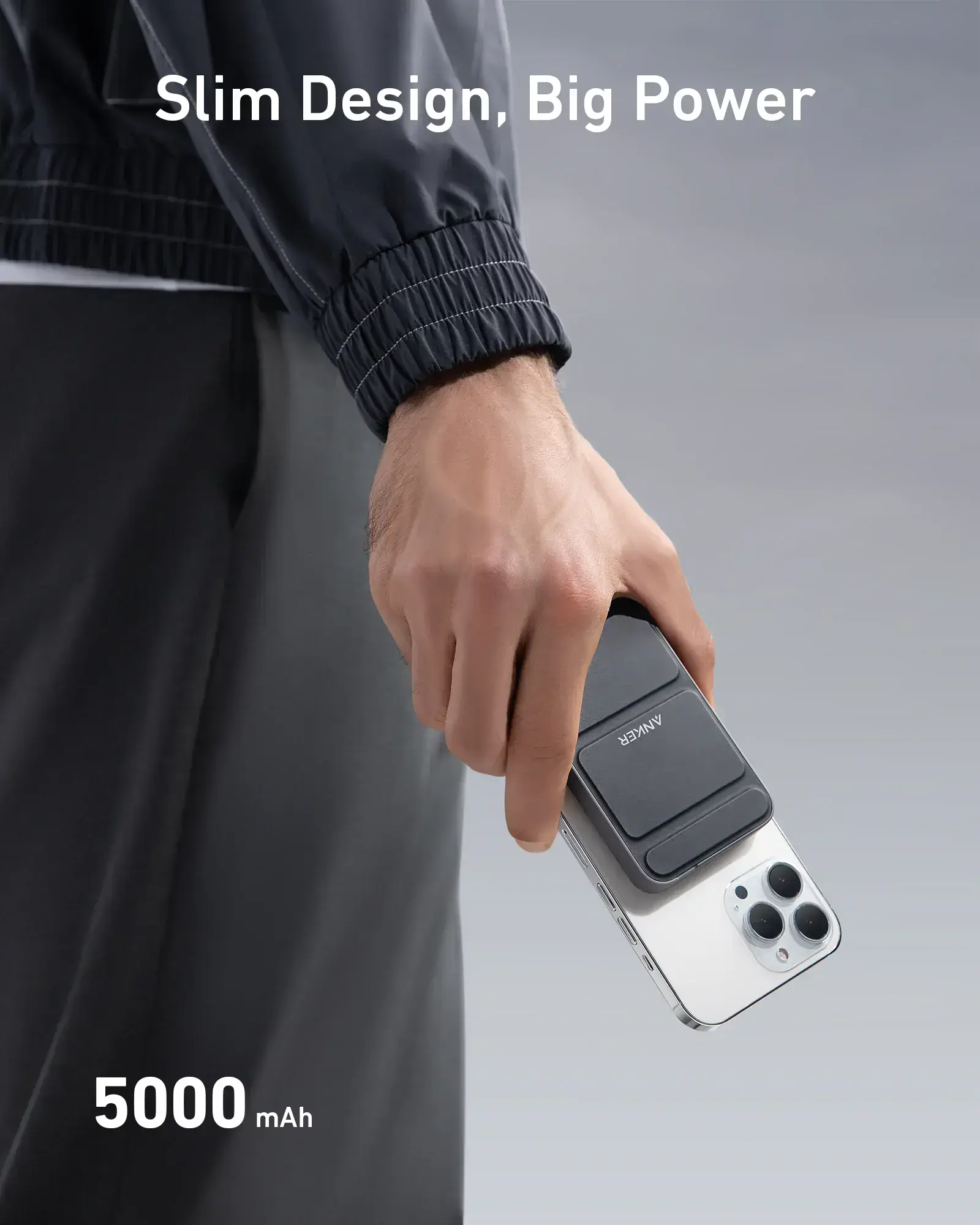 Магнітний павербанк Anker 622 Magnetic Battery 5000mAh [MagGo with Stand] - Interstellar Gray (A1611011)