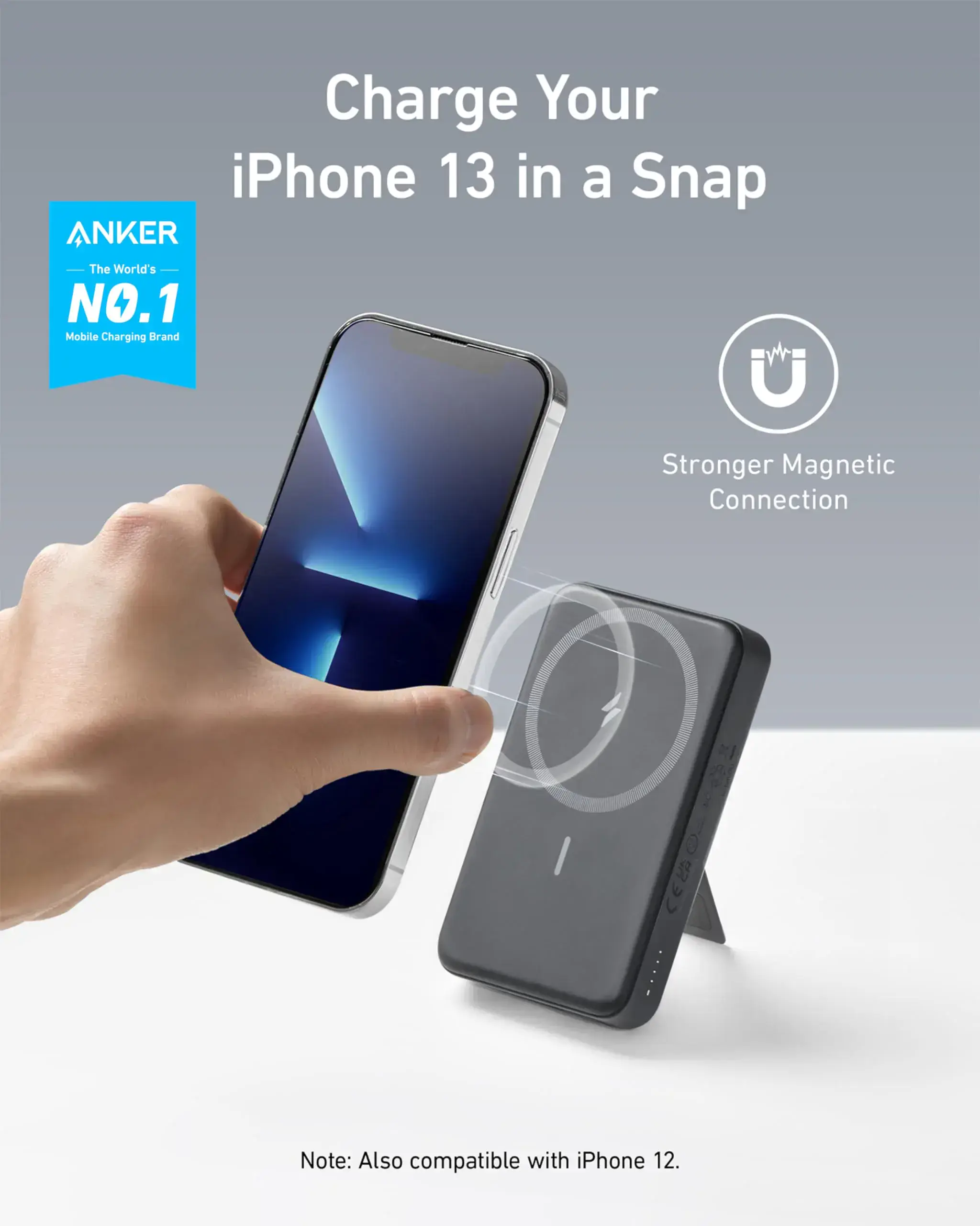 Магнітний павербанк Anker 633 Magnetic Battery 10000mAh 20W [MagGo with Stand] - Interstellar Gray (A1641011, A1641G11)