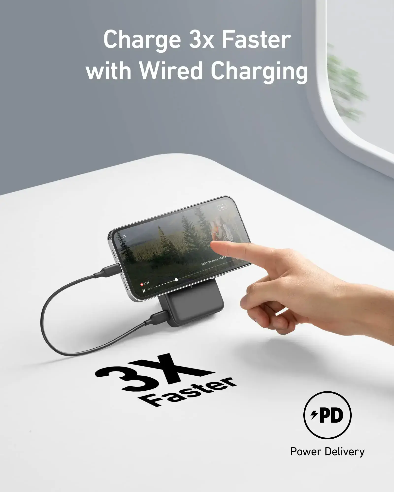 Магнітний павербанк Anker 633 Magnetic Battery 10000mAh 20W [MagGo with Stand] - Interstellar Gray (A1641011, A1641G11)