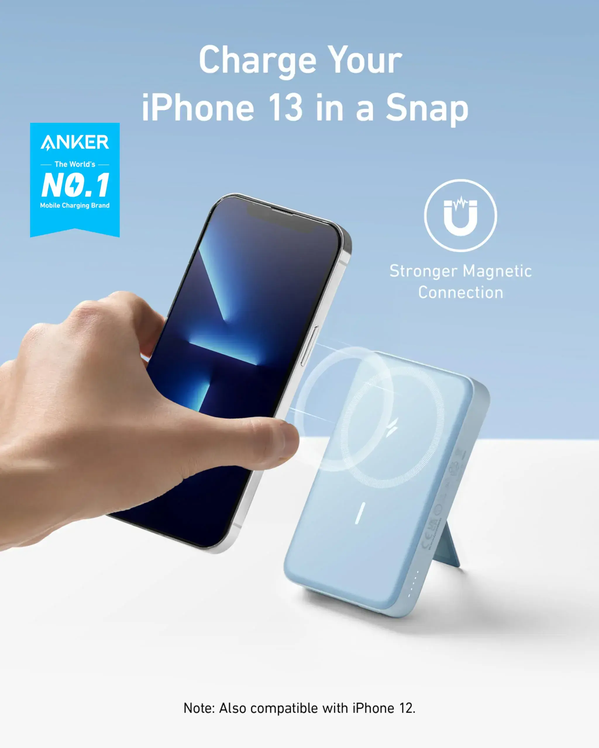 Магнитный павербанк Anker 633 Magnetic Battery 10000mAh 20W [MagGo with Stand] - Misty Blue (A1641B11)