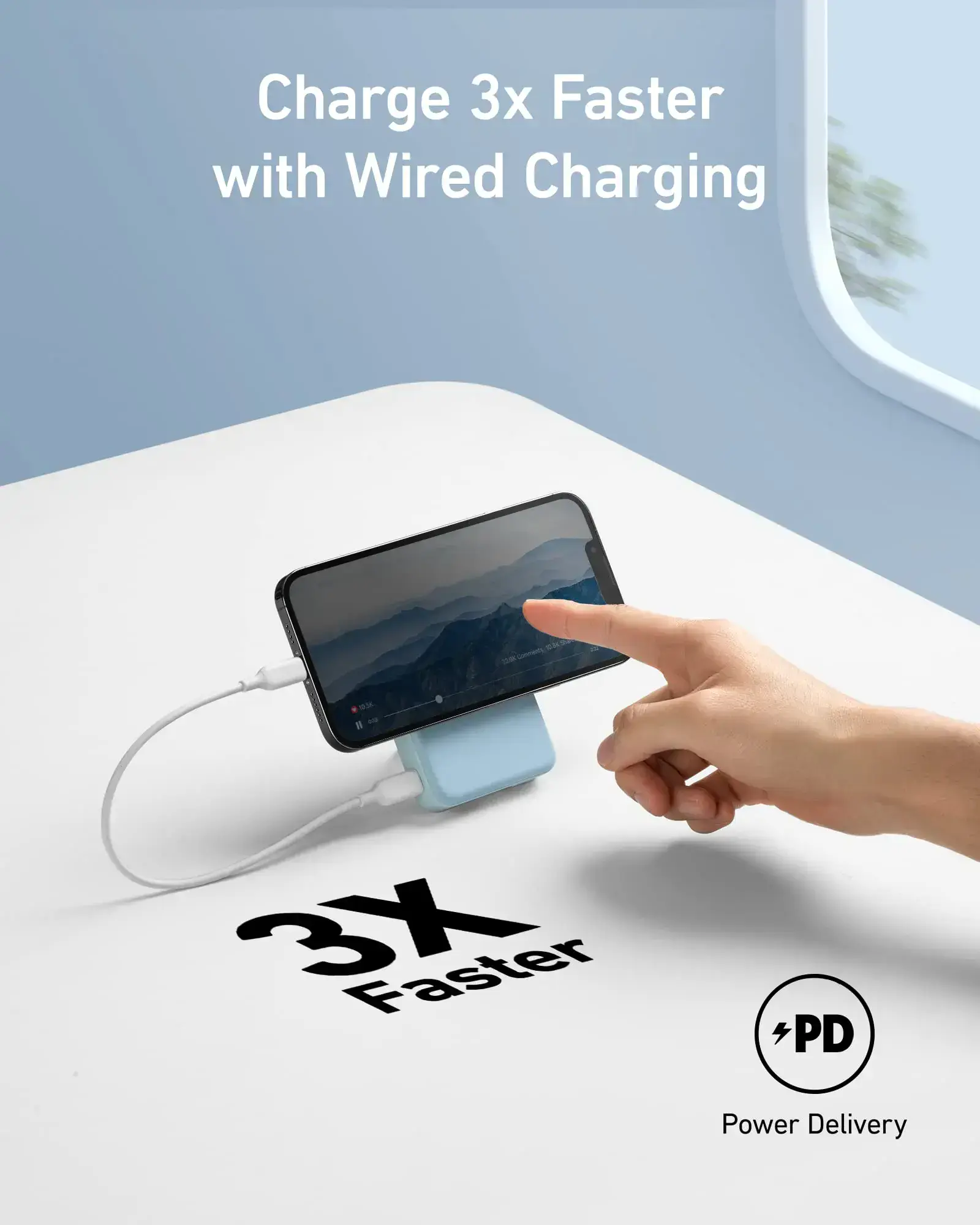 Магнитный павербанк Anker 633 Magnetic Battery 10000mAh 20W [MagGo with Stand] - Misty Blue (A1641B11)