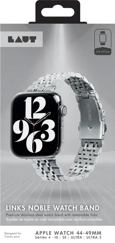 Ремешок LAUT LINKS NOBLE для Apple Watch 44/45/46/49mm - Silver (L_AWL_NO_SL)