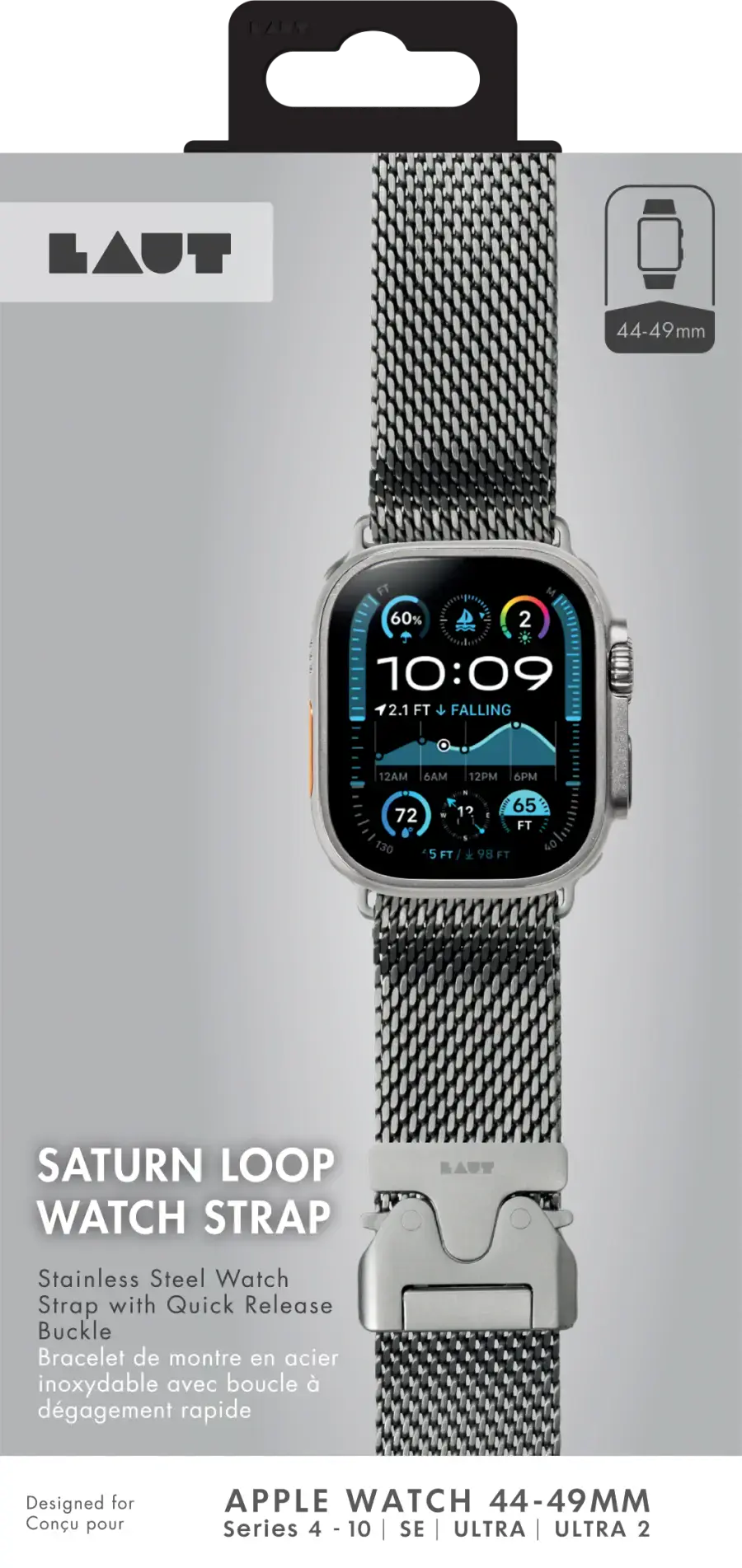 Ремінець LAUT SATURN LOOP для Apple Watch 44/45/46/49mm - Titanium (L_AWL_SAT_TI)