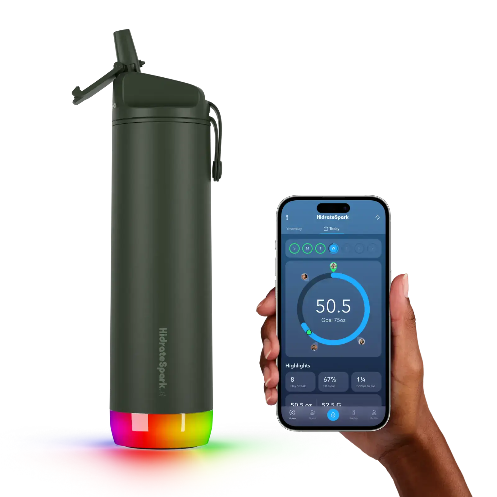 Умная бутылка для воды HidrateSpark PRO 21 oz/621 ml - Straw Lid - Forest (‎‎HI-007-052)