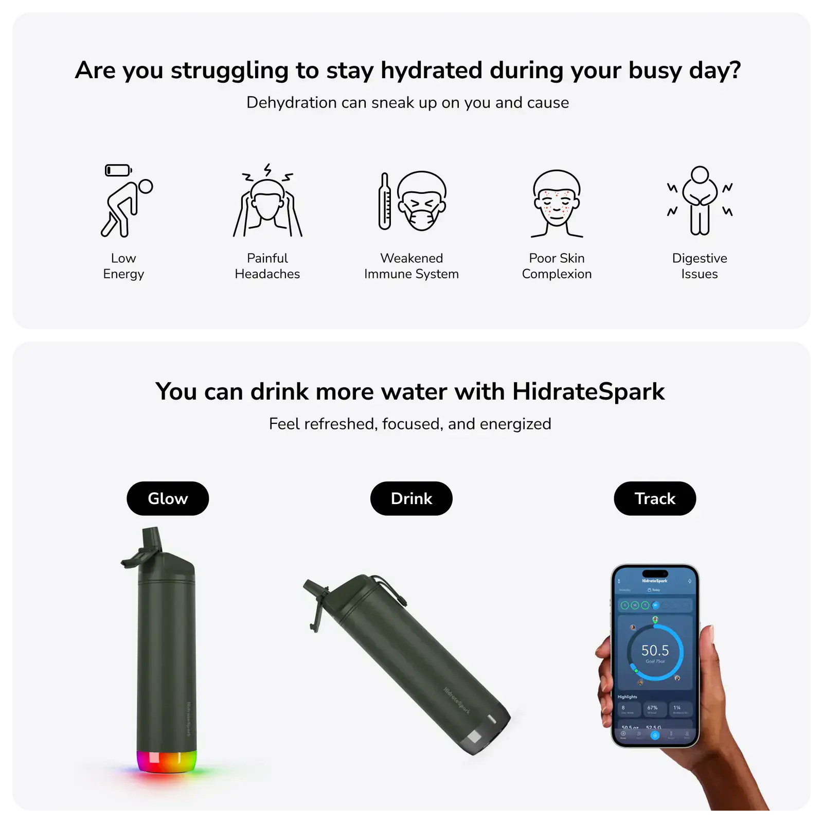 Умная бутылка для воды HidrateSpark PRO 21 oz/621 ml - Straw Lid - Forest (‎‎HI-007-052)